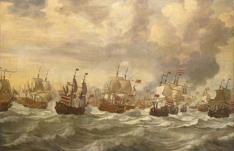 Episode from the Four Day Battle at Sea, 11-14 June 1666, in the second Anglo-Dutch War, willem van de velde  the younger